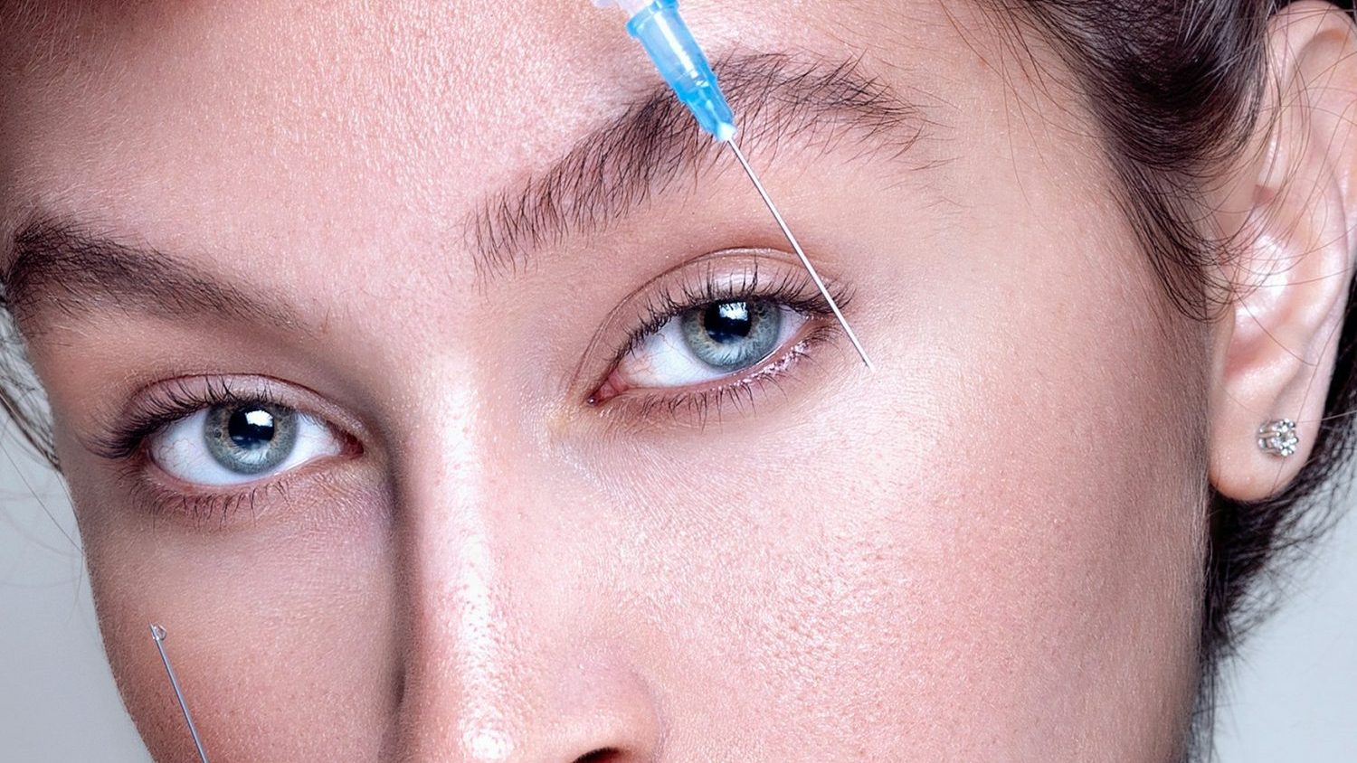 Magnified view of facial skin texture and visible pores.